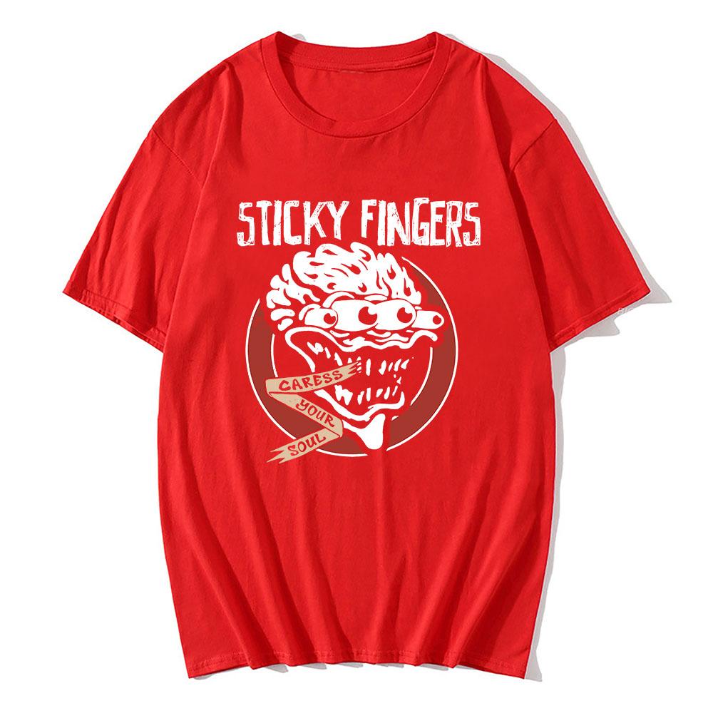 CARESS YOUR SOUL RINGER TEE Рок-группа Sticky Fingers STI FI Футболки с коротким рукавом Хлопковая мужская футболка Футболка с графическим принтом Мужская