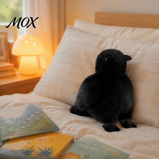 Decorative Raven for Bedroom Realistic Plush Crow Toy, Soft Stuffed Animal Bird Cute Halloween Living Room Black Doll Kids, Holiday Party Home