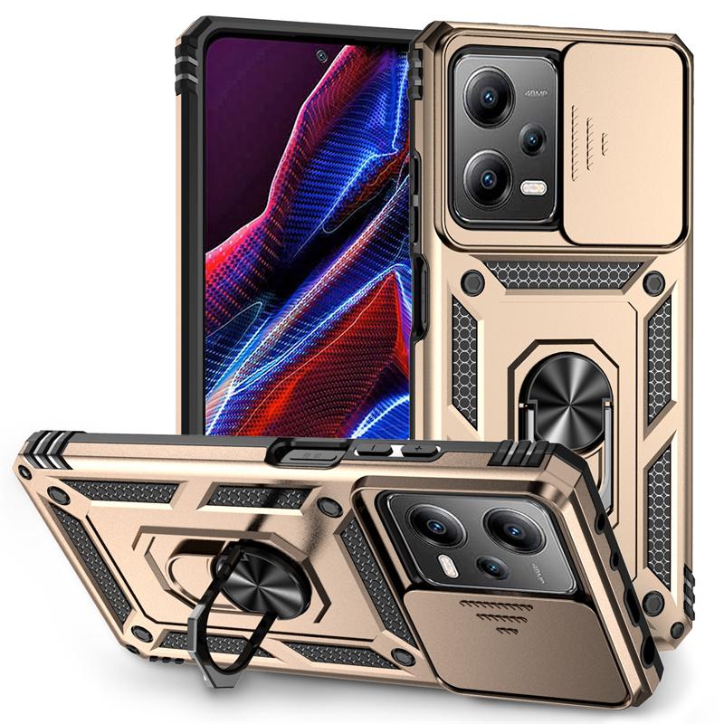 Противоударный чехол Armor для Xiaomi Poco X5 Pro PocoX5 5G с автомобильным магнитным кольцом-подставкой и защитой объектива для Poko Little X5Pro X 5 Pro