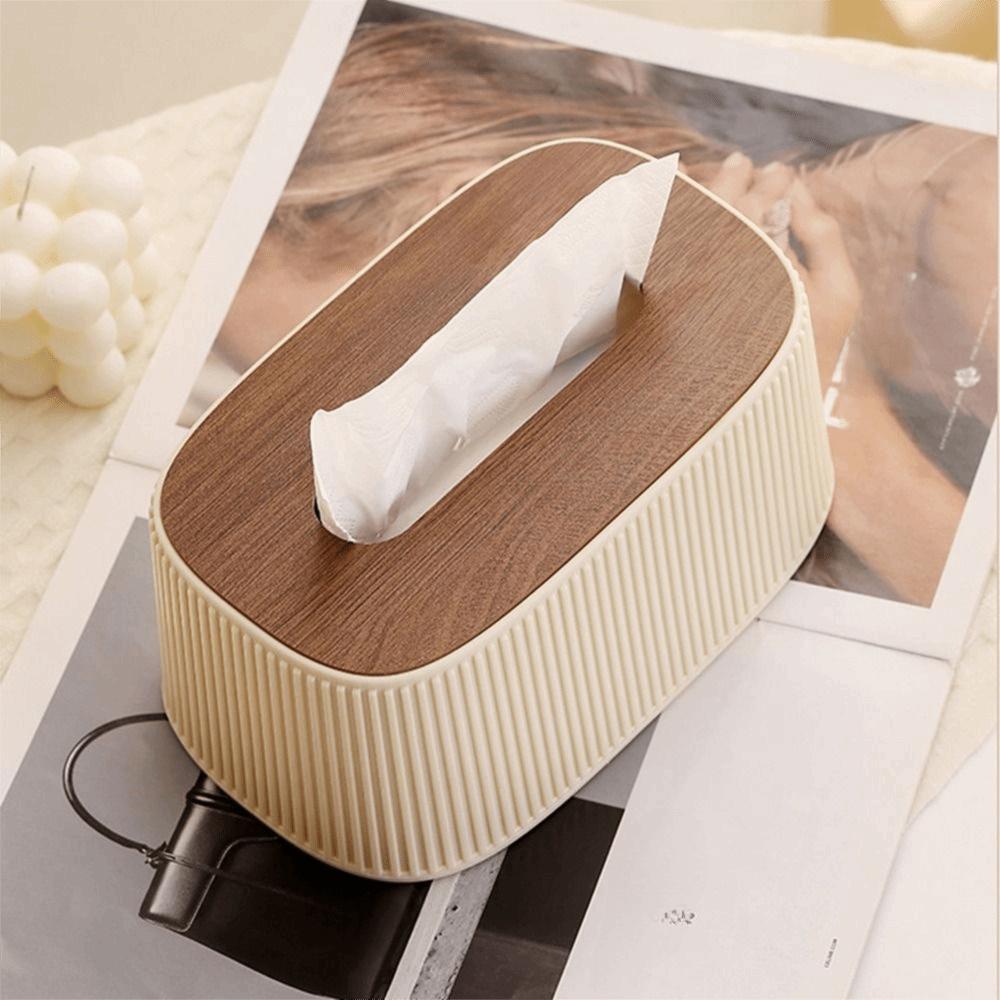 Wooden/Plastic Cover Tissue Box with Lid Large Opening Facial Tissue Holder Toilet