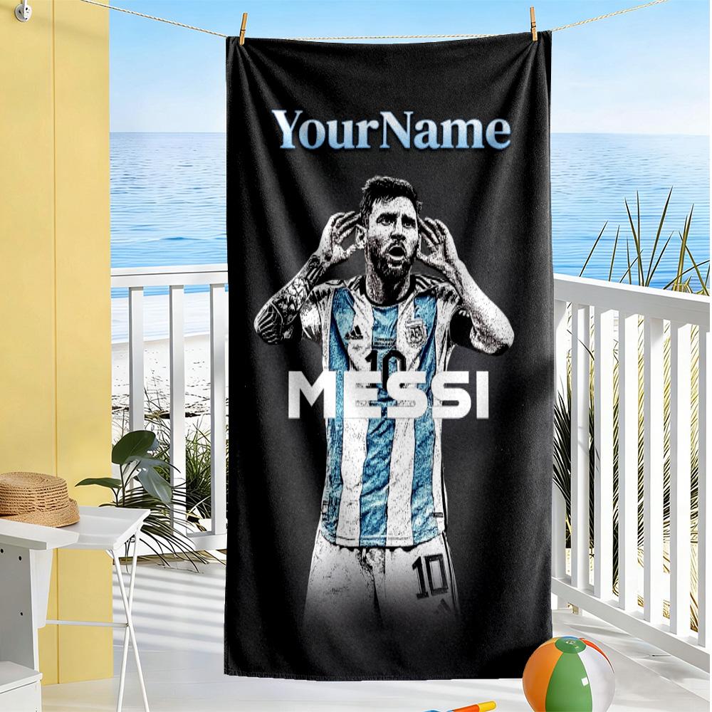 Messi Customize Your Name Beach Towel Soft Durable Quick-Dry Suitable for Swimming Gym Camping Yoga Vacation