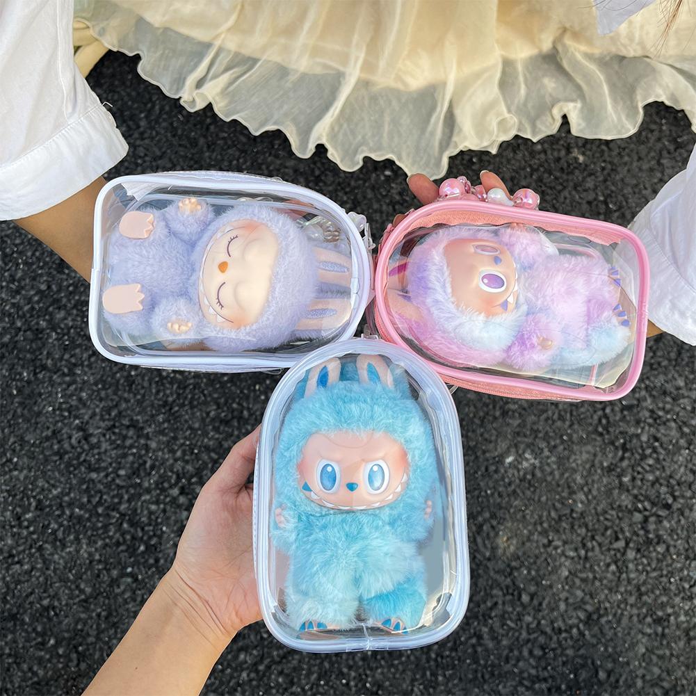 Для 17см Labubu V2 V3 15см Хлопковой Куклы Наряд Сумка Через Плечо Болевая Сумка ПВХ Сумка для Хранения Сумка для Демонстрации Кукол