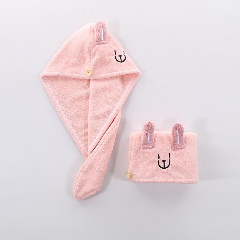 Коралловый бархат высокой плотности, шапочка для сухих волос для родителей и детей, шапочка для сухих волос с мультяшной вышивкой, шапочка для ванны, повязка на голову