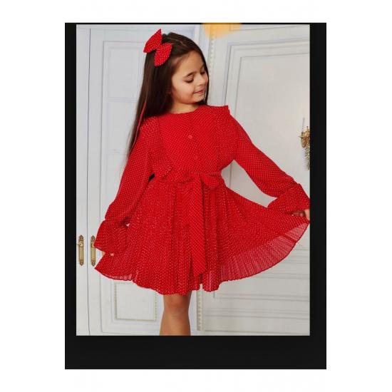 Платье с длинным рукавом для девочек с пряжкой и костюмом с поясом