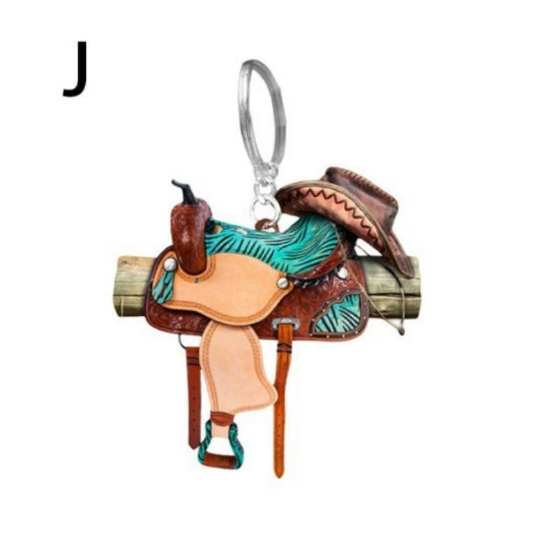 2024 Saddle Car Key Ring Pendant Personalized Decoration Universal Unisex Acrylic Flat Keychain