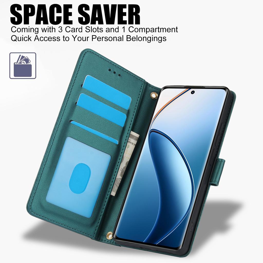 SY-003 For Realme P1 Pro 5G/12 Pro+ 5G/12 Pro 5G Case PU Leather Stand View Phone Wallet Cover with Hand Strap