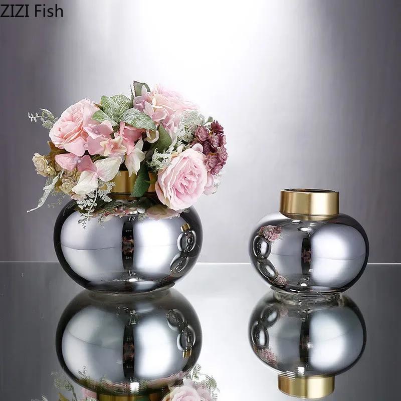 Creative Transparent Elliptic Glass Vase Desk Decoration Flower Arrangement Flower Pots Modern Floral Vases Room Aesthetic Decor