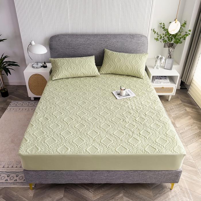 Водонепроницаемое хлопковое покрывало, мягкое, приятное для кожи покрывало для кровати, нескользящее покрывало с эластичной лентой, простыня на подкладке для кровати