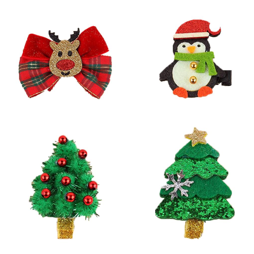 Шикарная рождественская заколка для волос из нержавеющей стали, боковые зажимы, лось, пингвин, новогодняя елка, снежинка, невидимки, аксессуары для укладки, новогодняя вечеринка