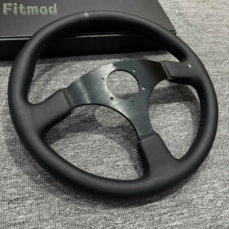 JDM 14-дюймовое 350-мм гоночное модифицированное кожаное рулевое колесо, плоское спортивное рулевое колесо для дрифта и игр, PCD 70 мм