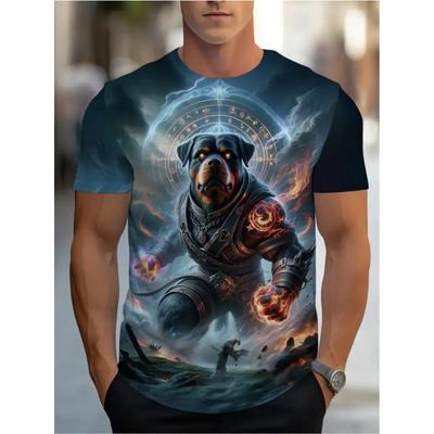 Мужская повседневная футболка с круглым вырезом и 3D-принтом для лета, легкая, дышащая, модная, универсальная, не стесняющая движений, с принтом собаки
