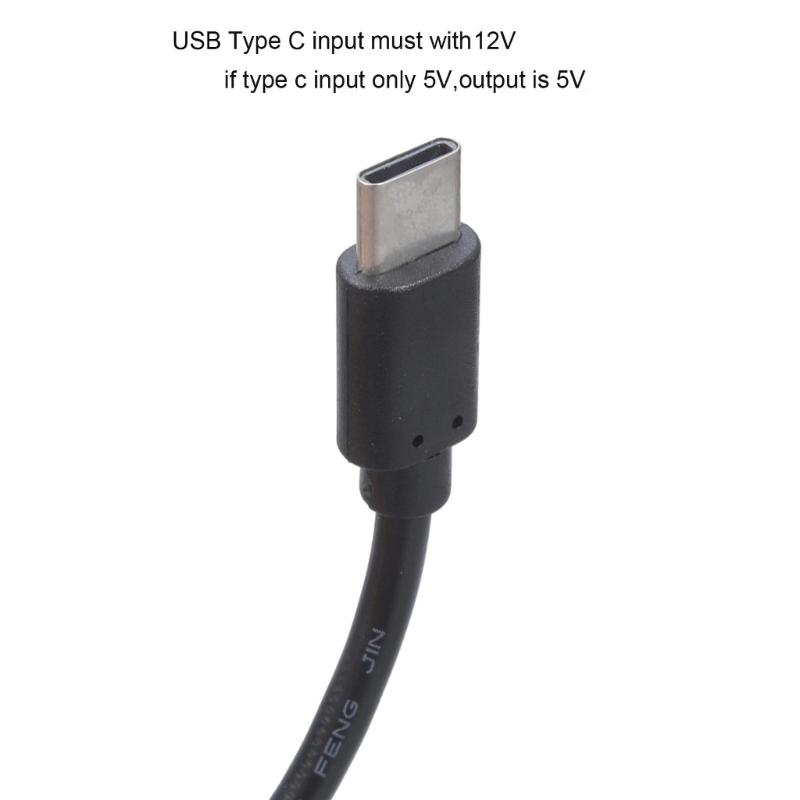 Зарядный кабель USB Type C на DC5.5x2.1мм, выход 12В 3А, с технологией для надежного питания вентиляторов, динамиков, камер