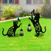 Outdoor Metal Cat Silhouette with Solar Light Ornament