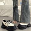 Черные кроссовки женские весна осень новый дизайн меньшинства толстые подошвы кроссовки с большим носком туфли на шнуровке повседневные Zapatillas Mujer