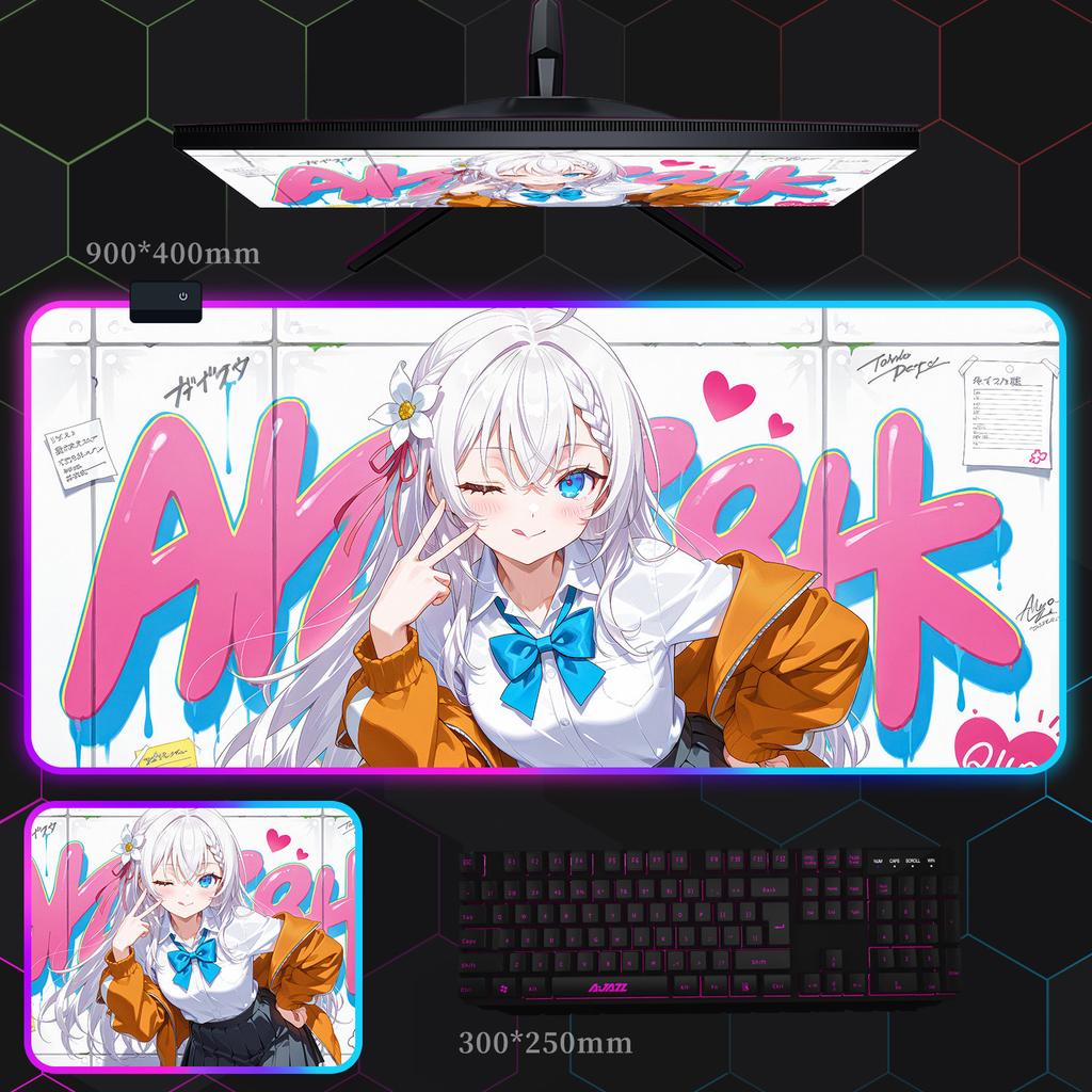 Аниме Хацунэ Мику One Piece Seven s RGB Коврик для мыши Супербольшой Киберспорт Анимация Игра Аниме Fps Настольный коврик
