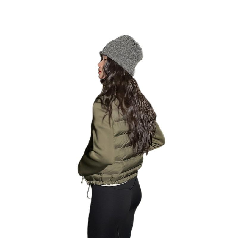 Autumn and winter new splicing sleeves stand-up collar cotton clothes women's short light and thin warm jackets women's clothing batch supply