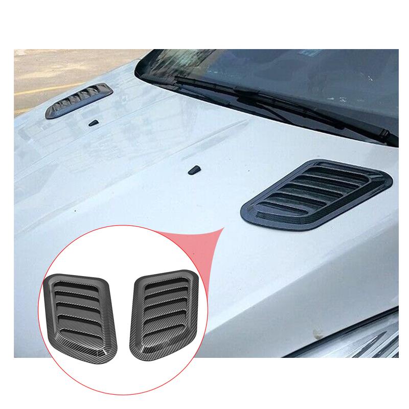 For Dodge Ram Carbon Fiber Racing Front Car Hood Air Flow Vent Decor Trim 2Pcs