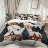 Latacaca 2/3pcs Christmas Themed Duvet Cover Set Snowy Village Bed Cover Set Festive Winter Bedding Set 1 Duvet Cover