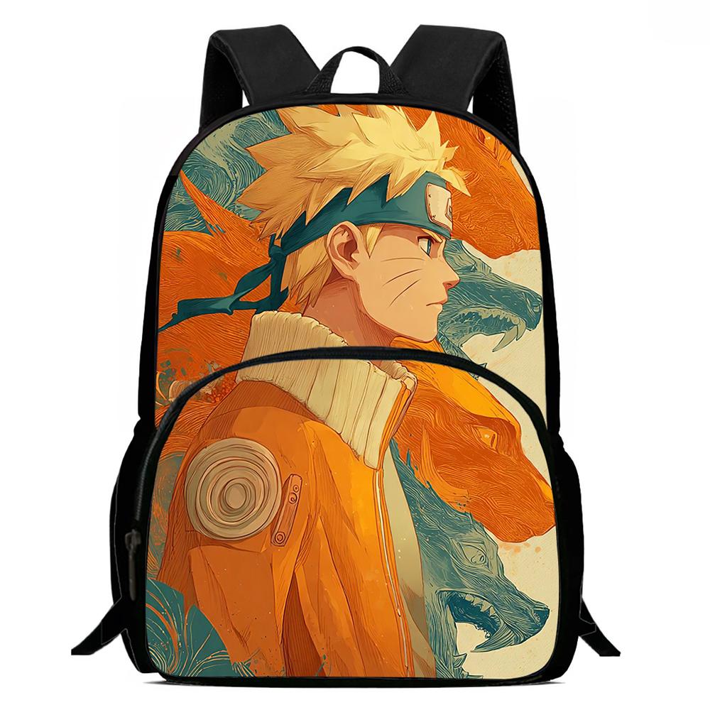 Детский рюкзак-мультфильм Аниме NARUTO, с регулируемым плечевым ремнем и передним карманом, легкий и прочный, для мальчиков и девочек в возрасте 6-10 лет