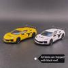 Fine Works 1:64 Chevrolet Corvette C8 Z06 Diecast Model Car With Black Roof 2 Colors Yellow White Collectible Gift Toys for Boys