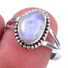 Natural Rainbow Moonstone Gemstone Handmade 925 Solid Silver Ring Size 9 Y0f91