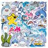 50 Shark Cartoon Stickers Bookshelves Water Cup Computer Decoration Stickers Notebook Waterproof Creative Hand Note Stickers