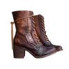 New Women Winter Outdoor Lace-up Ankle Boots Ladies Square Heel PU Boot Plus Size 35-43 Casual Booties Woman Zapatos Mujer