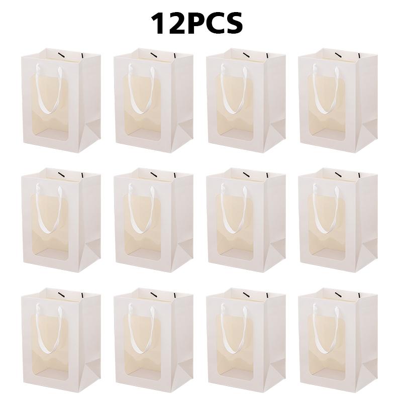 12 шт. прозрачный подарочный пакет с окном, подарки для покупок, коробки с окном из ПВХ, сумка для выпечки, коробки для конфет, тортов с ручками 18x13x25 см