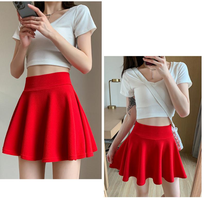 Летние базовые юбки, женские шорты, мини-эластичные плиссированные юбки с высокой талией, юбки-солнце с пузырьками, школьная форма для девочек, защитные брюки на подкладке