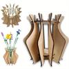 1pc 3D Wooden Puzzle Bouquet Vase,Fake Flower Building Block Set Display Stand,Anti-slip base,DIY Wood Craft Hobbies Kit Home Decoration.