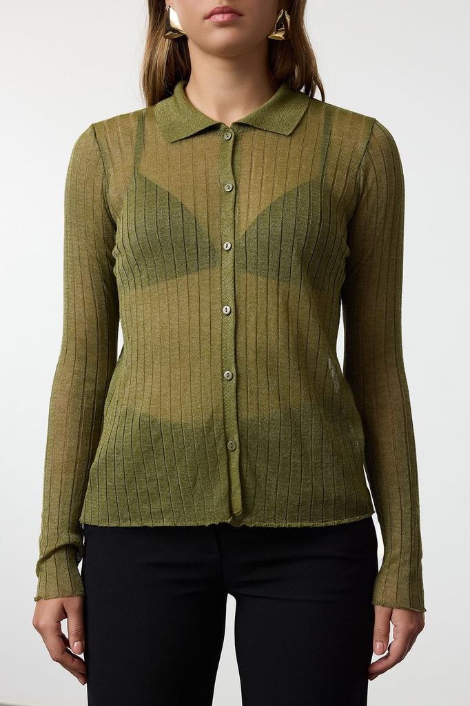 Женский модный стильный кардиган, черный пряжа премиум-класса, специальная пряжа, прозрачный трикотаж, кардиган