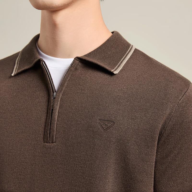SEVEN Men's Wool Blend Polo Collar Sweater