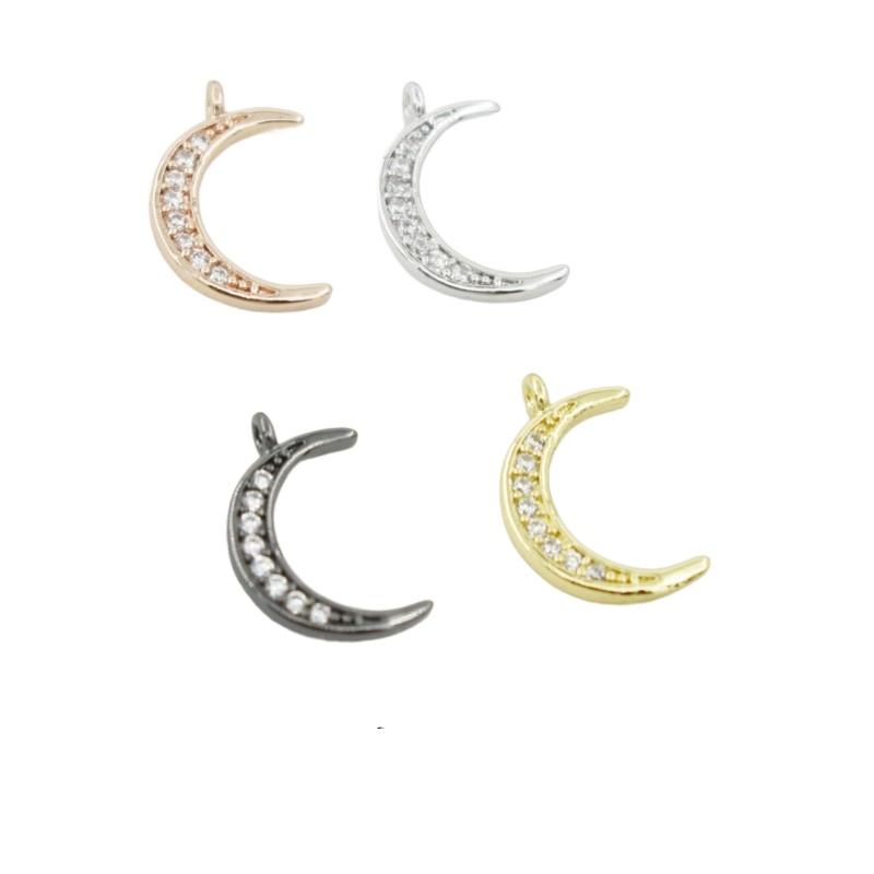 10 Pcs/lot Cute Moon Pendant Micro Inlaid Zircon Accessories DIY Bracelet Necklace Charms for Jewelry Making