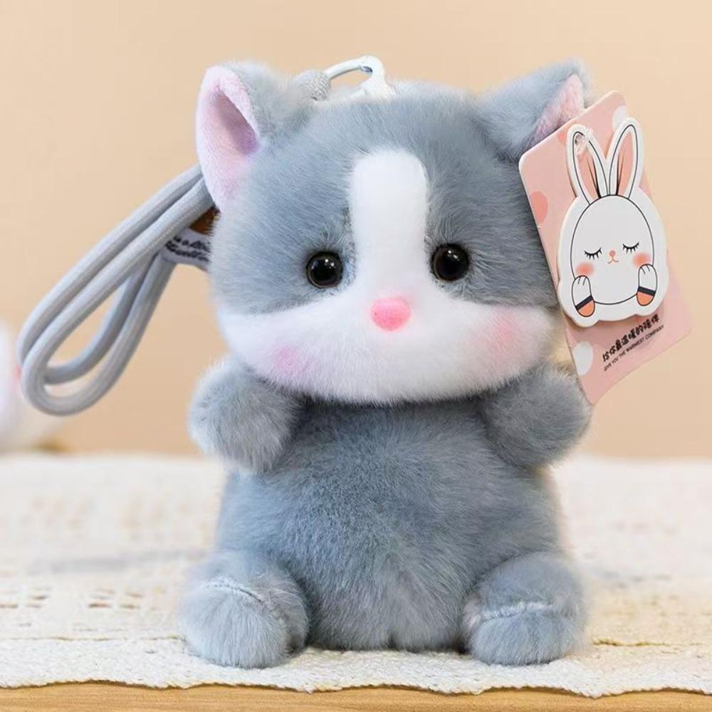 Stuffed Kitten Keychain 15cm Fluffy Bag Charm Cute Bag Pendant  for Backpack