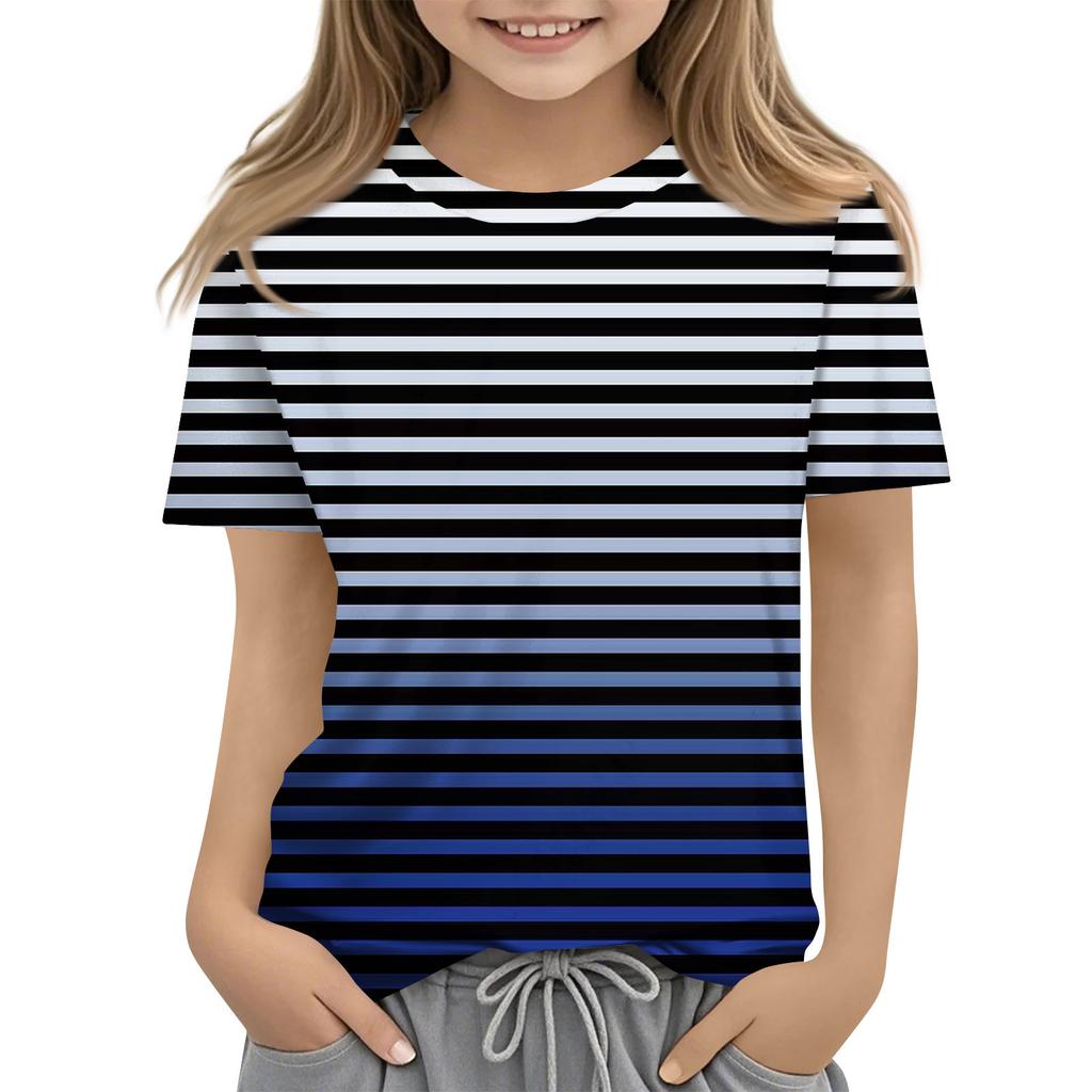 Детская модная повседневная футболка с коротким рукавом и круглым вырезом