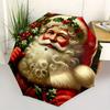 Santa Claus, Christmas Theme 8 Bone Hand Automatic Folding Umbrella, Compact and Portable Design, A Perfect Gift for Birthday, Christmas or