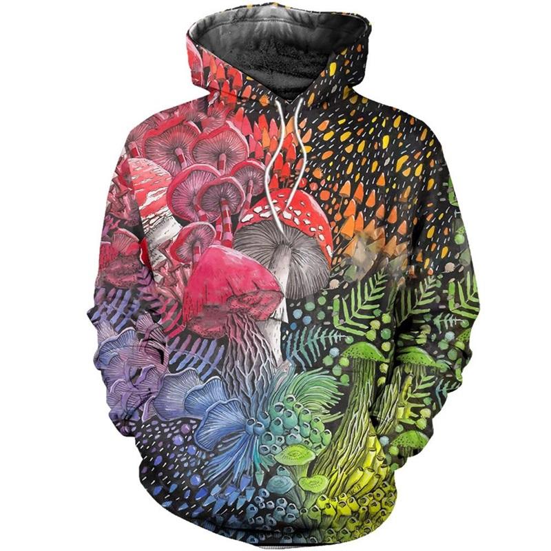 Spring And Autumn 3D Printed Mushroom Pattern Hoodie For Women's Casual Oversized Funny Sweatshirt Pullovers Hoodies Streetwear