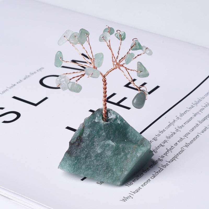 Миниатюрный натуральный драгоценный камень Lucky Tree Base Home Office Desk Living Decor