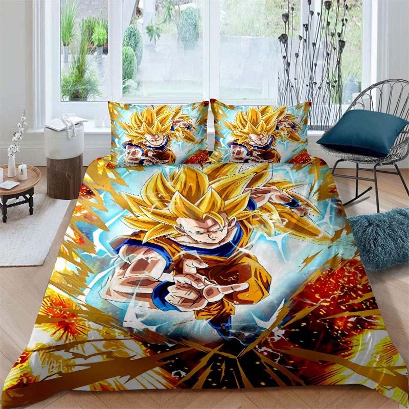 2026 New Dragon Ball Duvet Cover and Pillowcase Bedding Set—Available for Single, Double, Queen, and King-Size Beds.