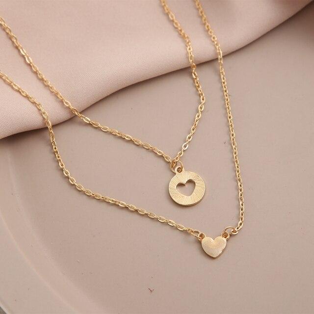 Новое простое многослойное ожерелье золотого цвета, колье с геометрическим кулоном в виде звезды и луны для женщин, колье-чокер, ювелирные аксессуары