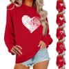 Women's Casual Round Neck Long Sleeve Valentine's Day Printed Pullover Top