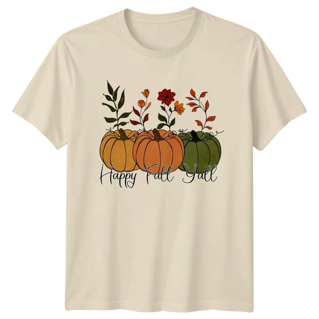 Happy Fall Yall Unisexs TShirt Autumn Pumpkin Holidays Thanksgiving Gift For Her