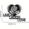 1pc Flower Live Laugh Love Sign Metal Wall Art, Home Decor Ornament, Stylish Wall Hanging, Ideal Housewarming Gift