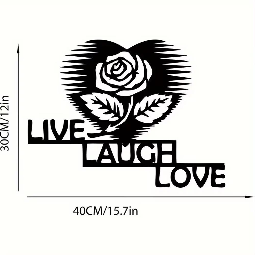 1pc Flower Live Laugh Love Sign Metal Wall Art, Home Decor Ornament, Stylish Wall Hanging, Ideal Housewarming Gift