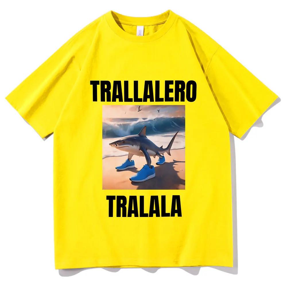 Tralalero Tralala Funny Shark With Shoes Meme T Shirts Summer Unisex Unisexs Humor Oversized Tshirt Unisex Gothic Vintage Tshirt
