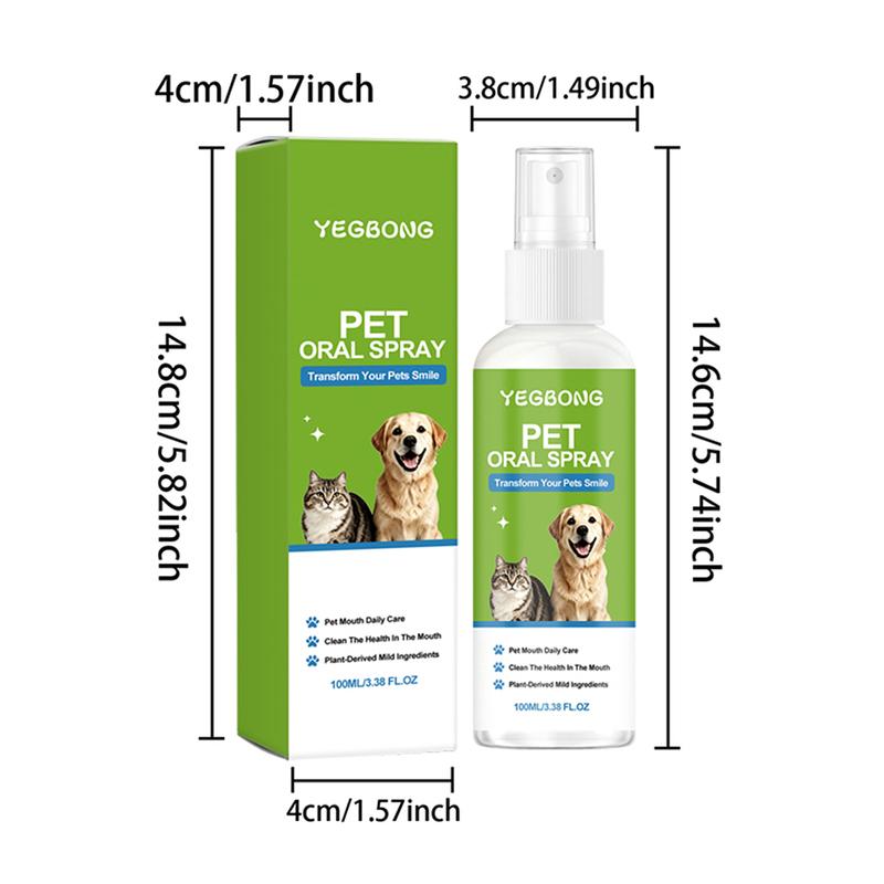100ml Pet Oral Spray For Cat Dog No-Brushicng Oral Care Spray For Breath-Fresh Stain Removal For Pet Oral Care