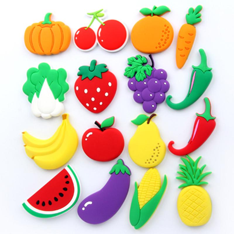 Fridge Magnets 3D Paster Cartoon Kids Gifts Blackboard Home Decoration Vegetables Fruits Decoration Food Sticker Jewelry Accessory
