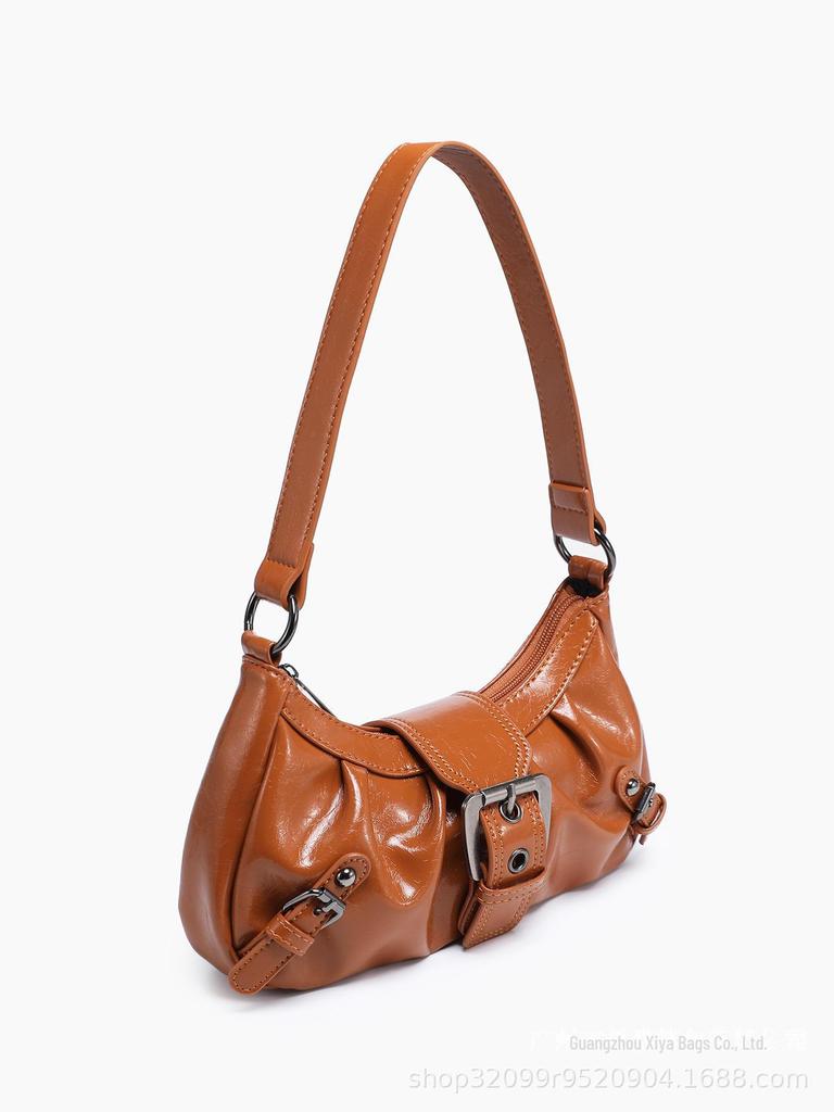 2024 Spring Retro Y2K Wasteland Style Two-Tone Leather Shoulder Bag