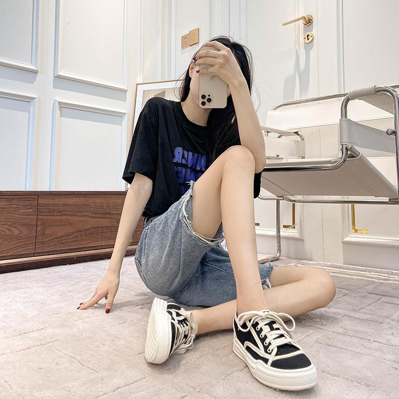 Мода Мода Baotou Полухолщовые туфли Женская повседневная обувь Кроссовки на плоской подошве с внутренним увеличением на платформе Низкие верхние туфли на шнуровке Белые туфли