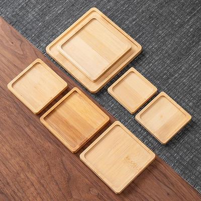 Подставка под стакан из бамбука и декоративный поднос для чайных чашек